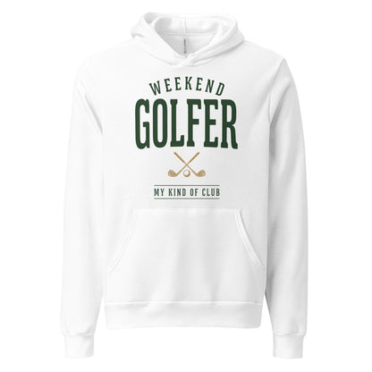 Weekend Golfer vintage golf wordmark hoodie — White, front
