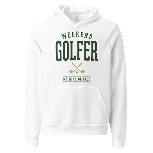 Weekend Golfer vintage golf wordmark hoodie — White, front