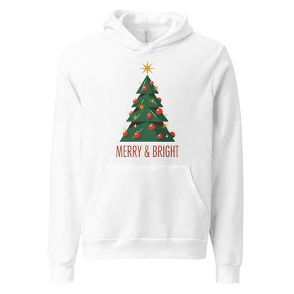 Atomic mid-century retro Christmas tree hoodie — White, front