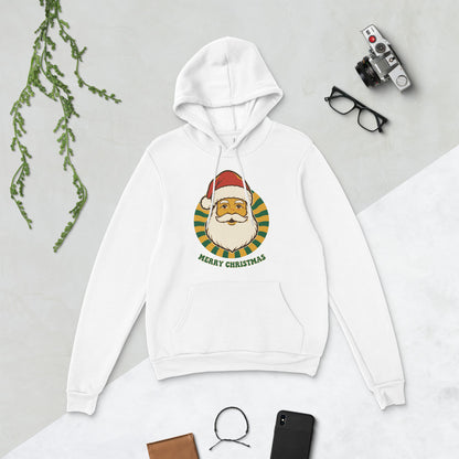 Groovy Santa retro Christmas hoodie — White, flat lay