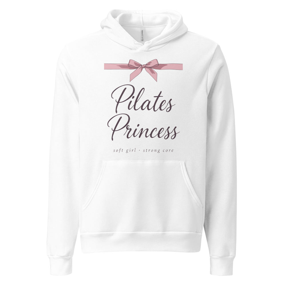 Pilates Princess coquette bow hoodie — White, front