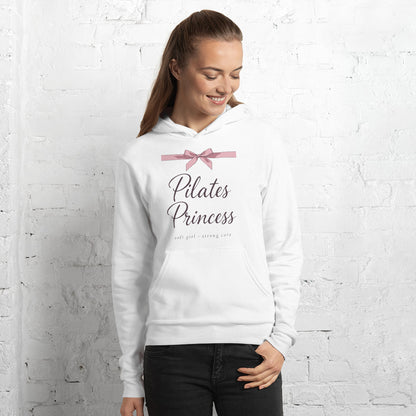 Pilates Princess coquette bow hoodie — White, on model