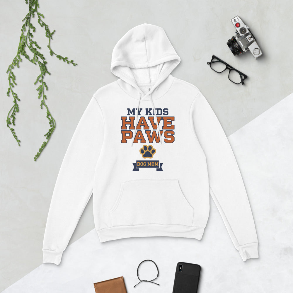 My Kids Have Paws funny dog mom hoodie — White, flat lay