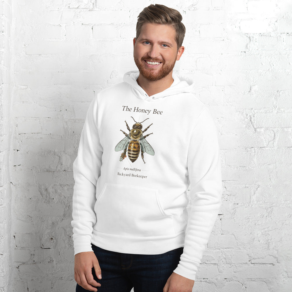 The Honey Bee Apis mellifera anatomical hoodie — White, on model