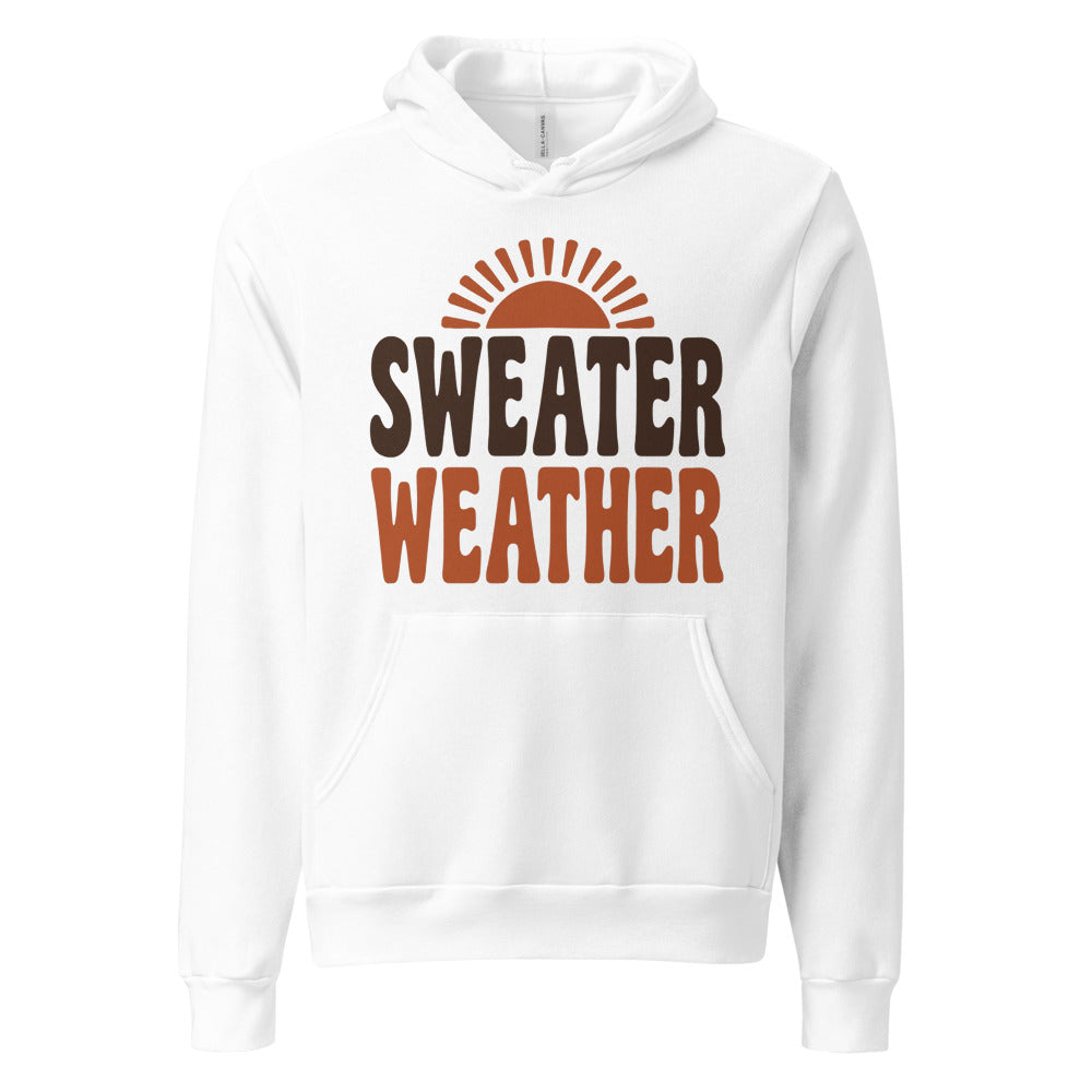 Sweater Weather retro 70s fall hoodie — White, front