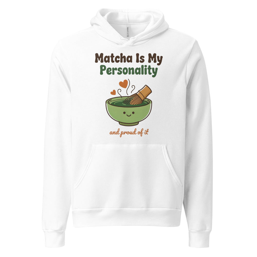 Matcha Is My Personality retro matcha hoodie — White, front