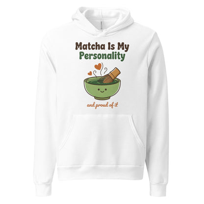 Matcha Is My Personality retro matcha hoodie — White, front