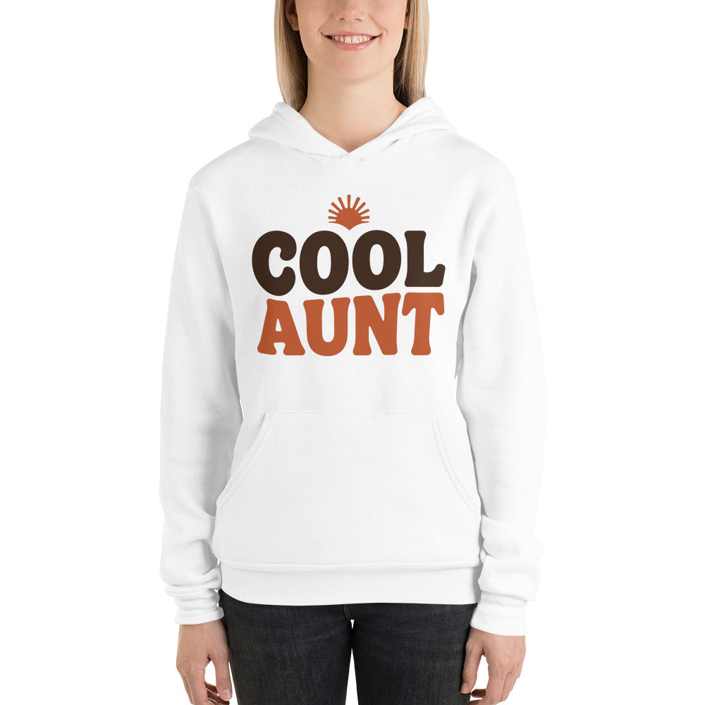 Cool Aunt retro groovy aunt hoodie — White, on model