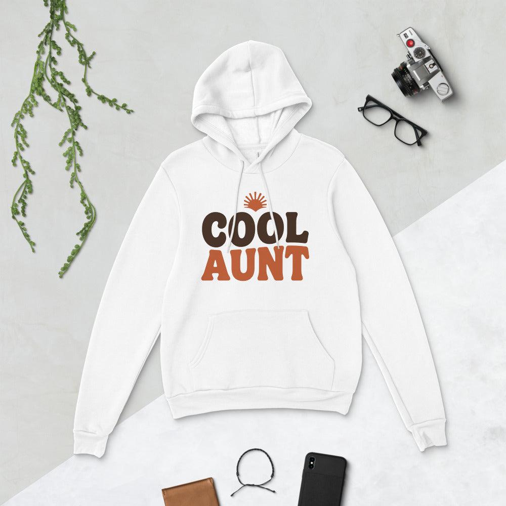 Cool Aunt retro groovy aunt hoodie — White, flat lay