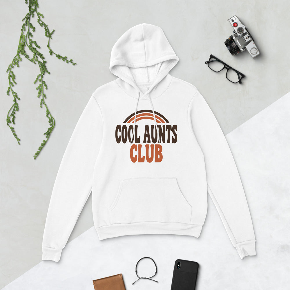 Cool Aunts Club retro groovy aunt hoodie — White, flat lay