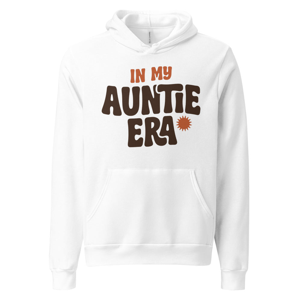 In My Auntie Era retro groovy aunt hoodie — White, front