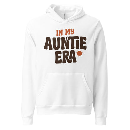 In My Auntie Era retro groovy aunt hoodie — White, front