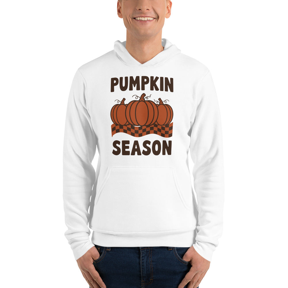 Pumpkin Season retro 70s fall hoodie — White, on model