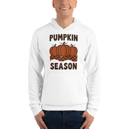 Pumpkin Season retro 70s fall hoodie — White, on model