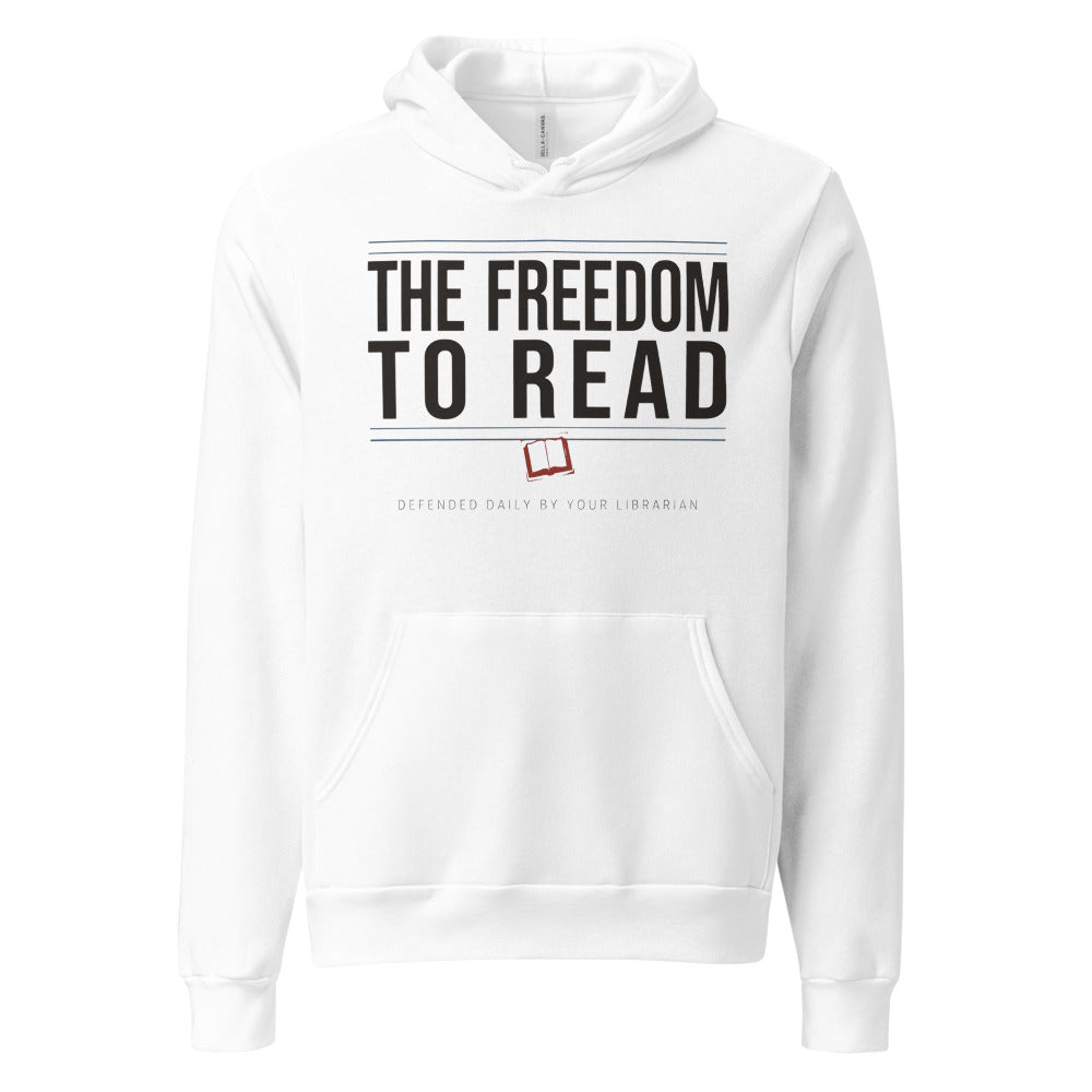 The Freedom to Read school librarian hoodie — White, front