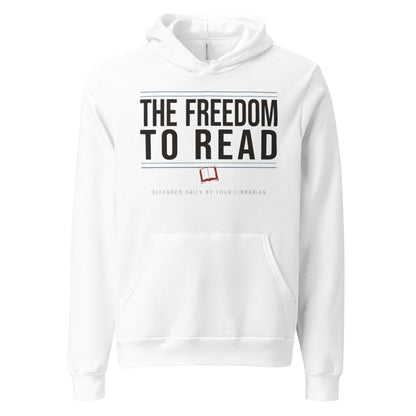 The Freedom to Read school librarian hoodie — White, front