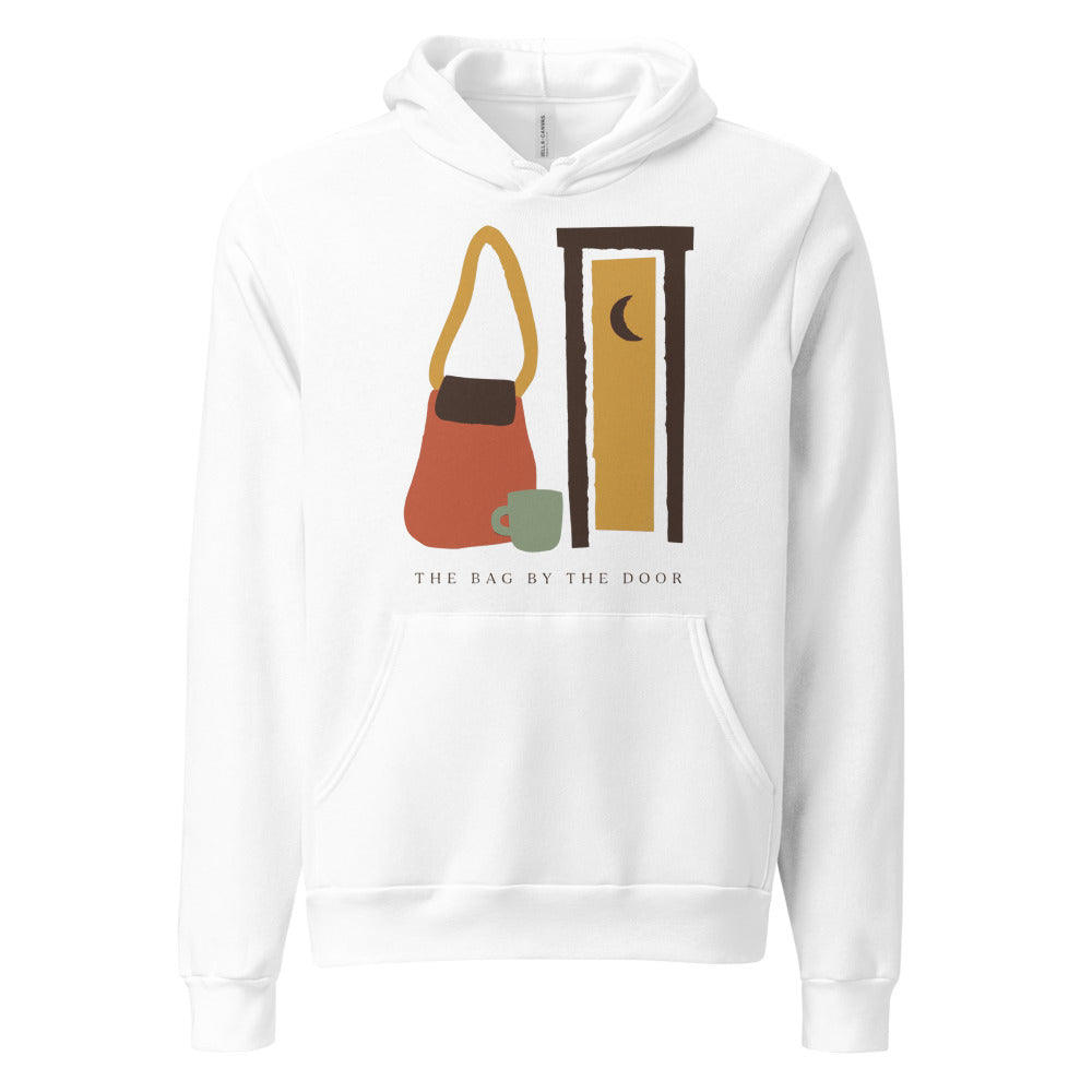The Bag By The Door doula hoodie — White, front