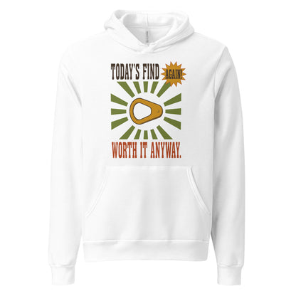 Today's Find pull tab retro metal detecting hoodie — White, front