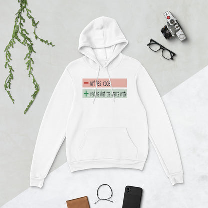 The Diff agentic AI engineer hoodie — White, flat lay