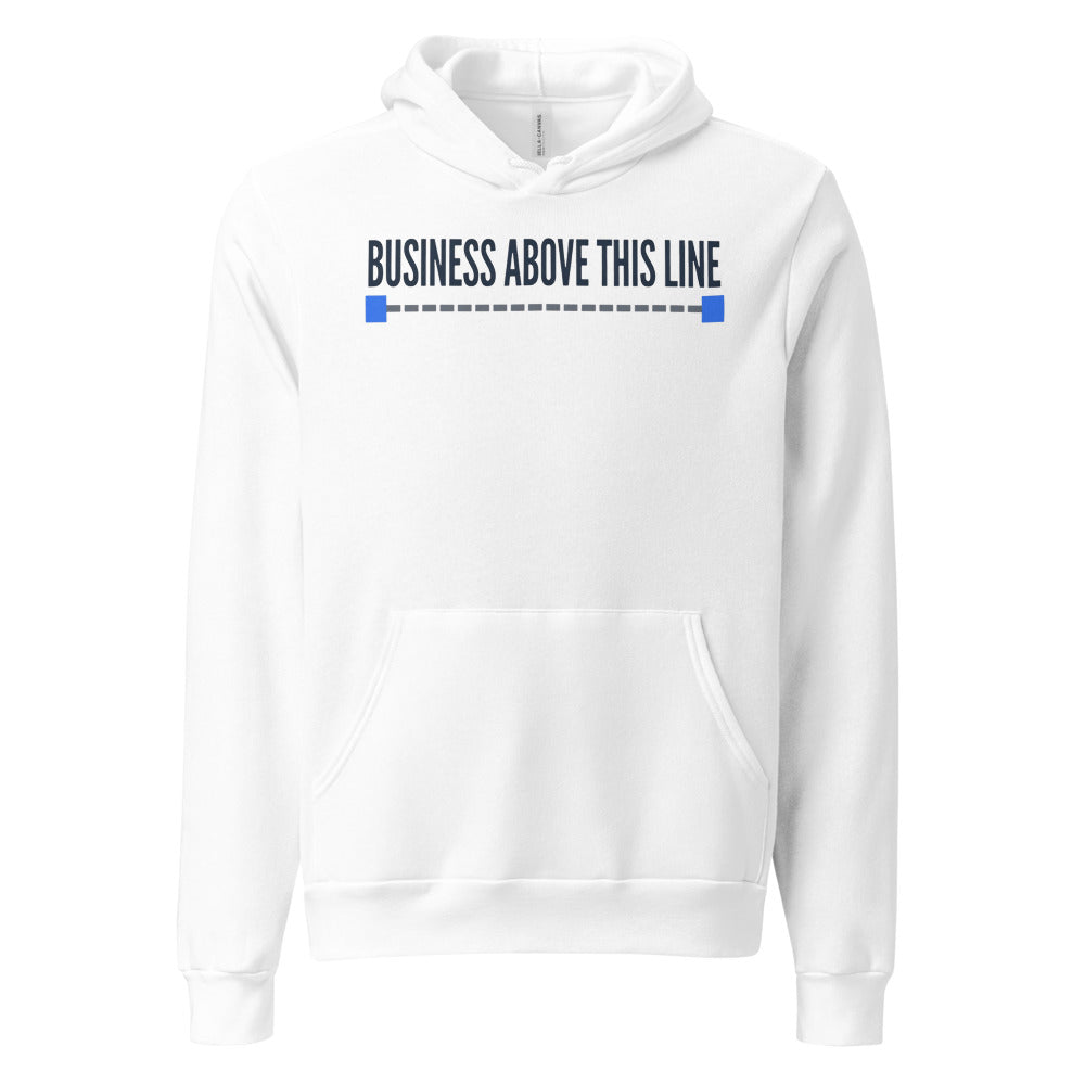 Business Above This Line pullover hoodie — White, front
