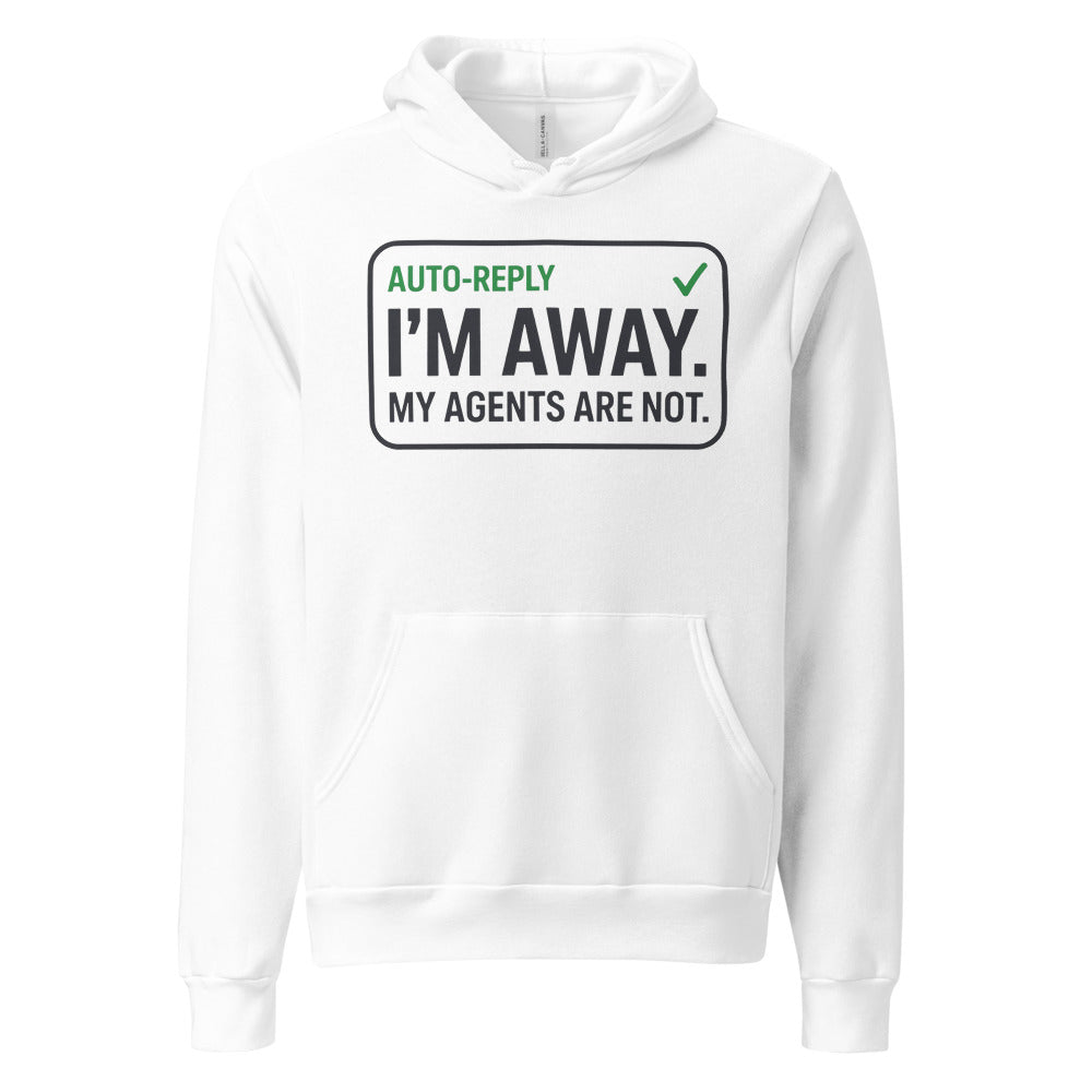 Auto-Reply agentic AI engineer hoodie — White, front