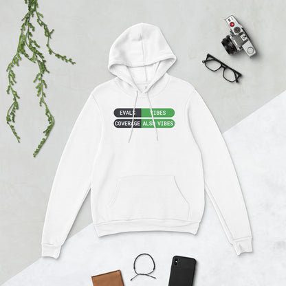Eval Suite Vibes agentic AI engineer hoodie — White, flat lay