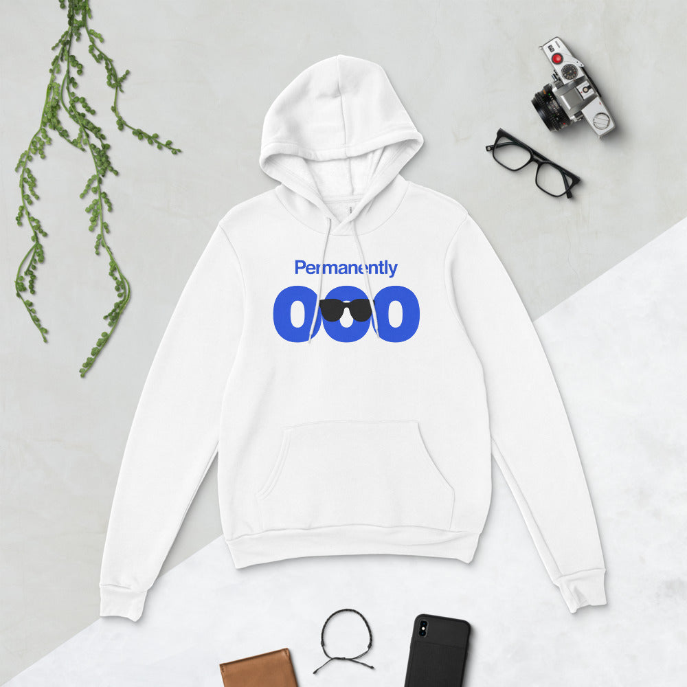 Permanently OOO out of office unisex hoodie — White, flat lay
