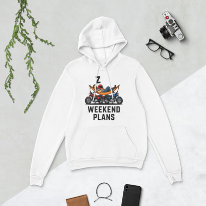 Weekend Plans funny motorcycle dad hoodie — White, flat lay