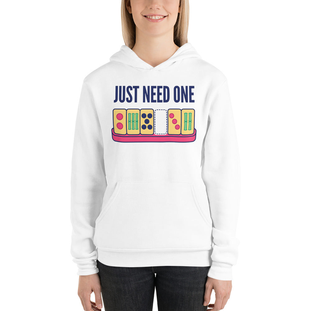 Just Need One funny mahjong hoodie — White, on model