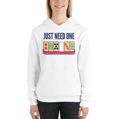 Just Need One funny mahjong hoodie — White, on model