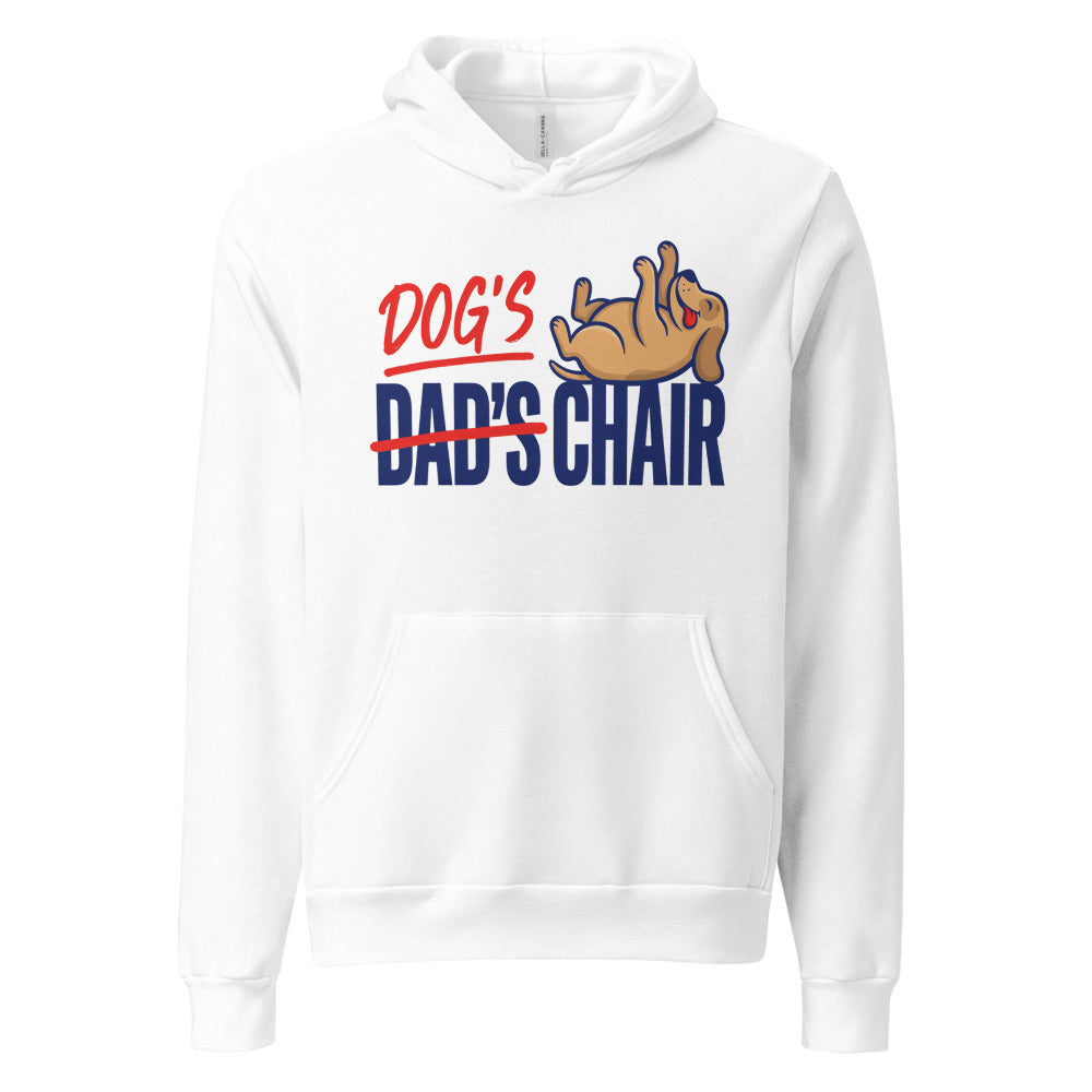 Dog's Chair funny dog dad hoodie — White, front