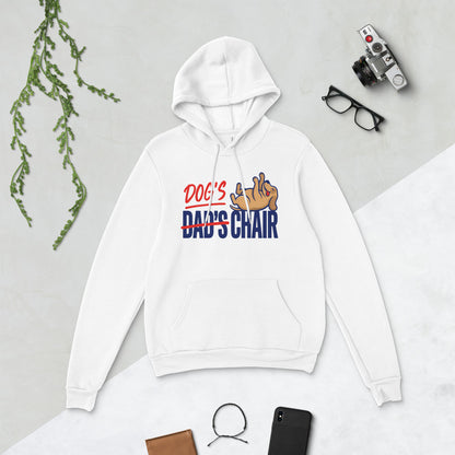 Dog's Chair funny dog dad hoodie — White, flat lay