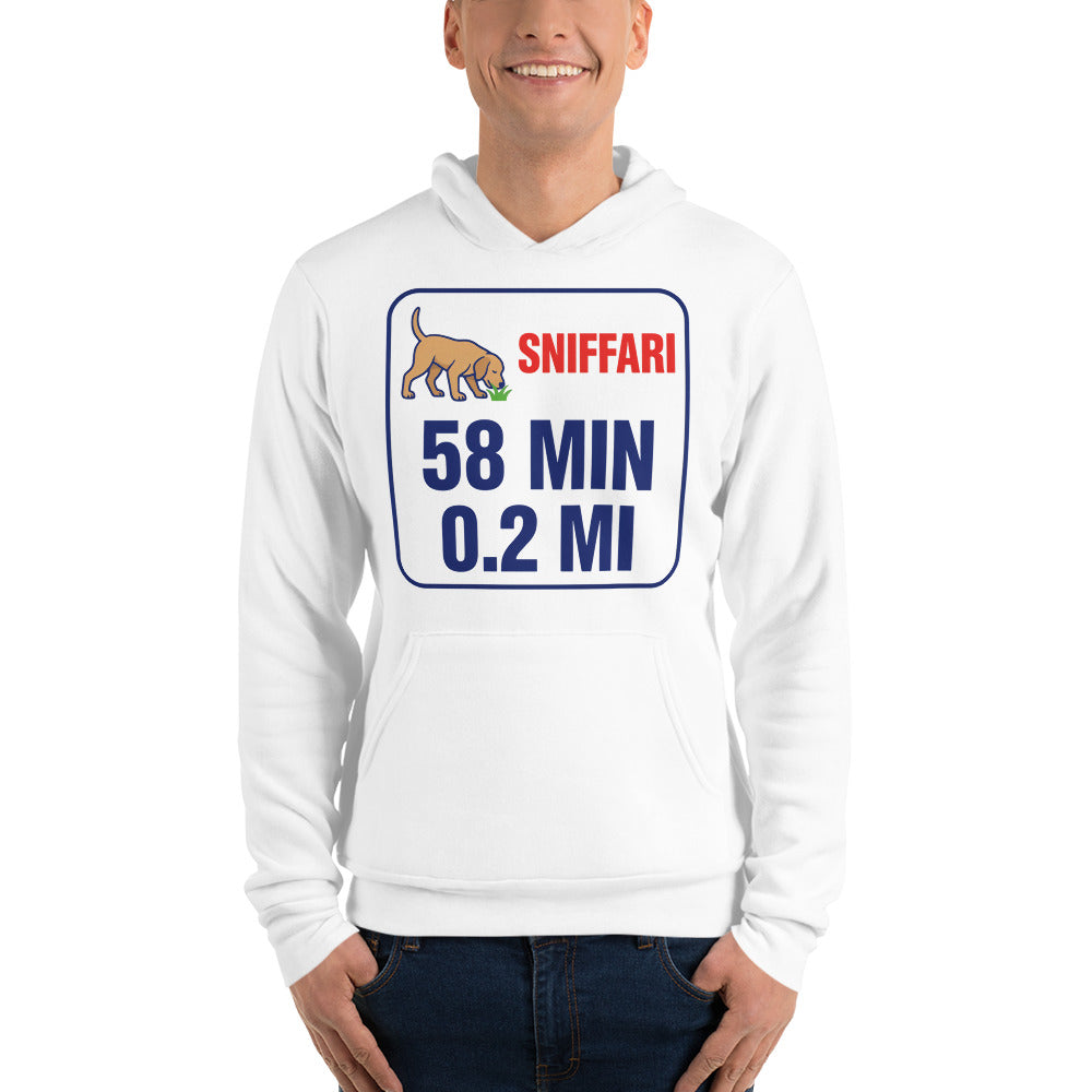 Sniff Walk Recap funny dog dad hoodie — White, on model