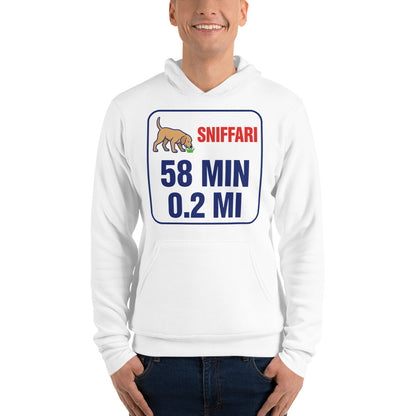 Sniff Walk Recap funny dog dad hoodie — White, on model
