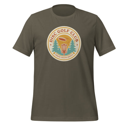 Disc Golf Club retro badge tee — Army, front