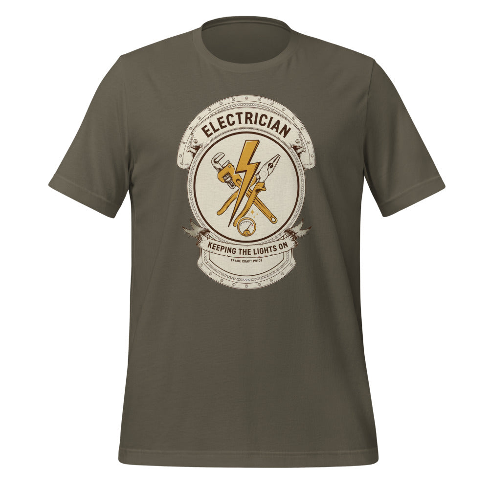 Electrician Journeyman trade crest tee — Army, front