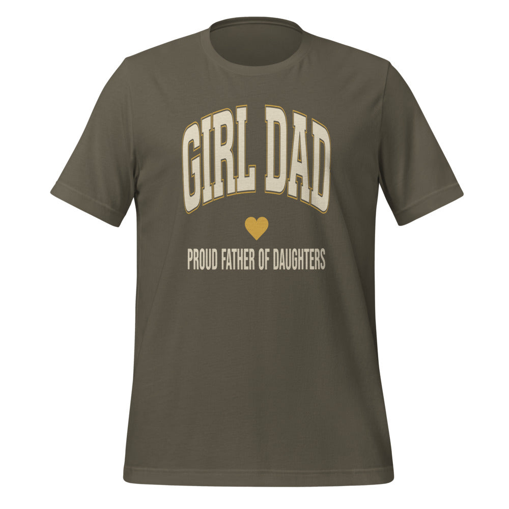 Girl Dad retro varsity tee — Army, front