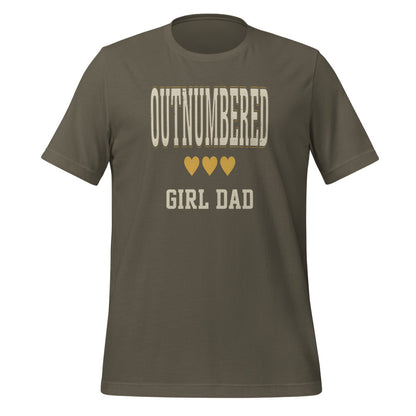 Girl Dad Outnumbered & Proud tee — Army, front