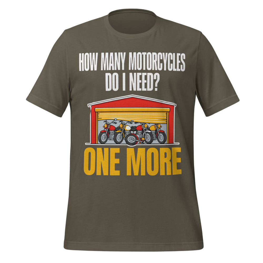 One More funny motorcycle tee — Army, front