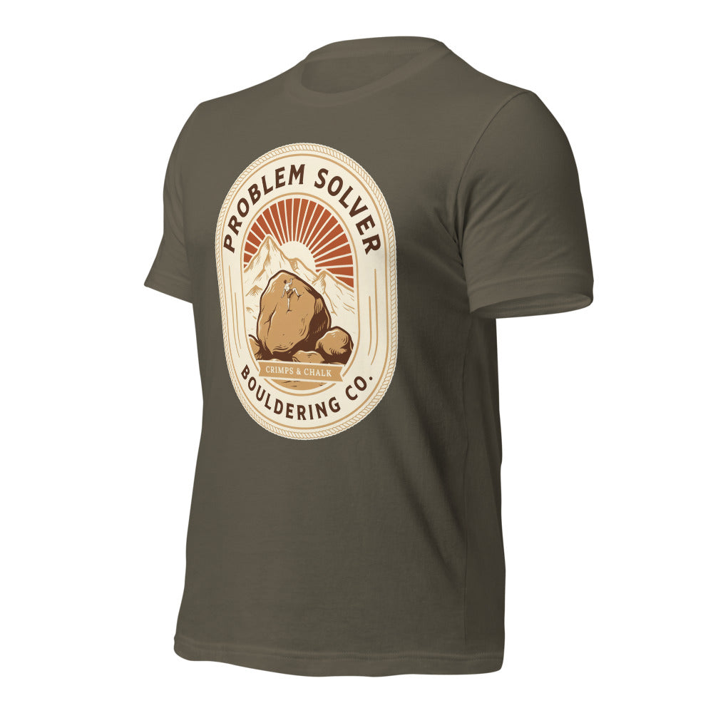 Problem Solver Bouldering Badge t-shirt — Army, front-right