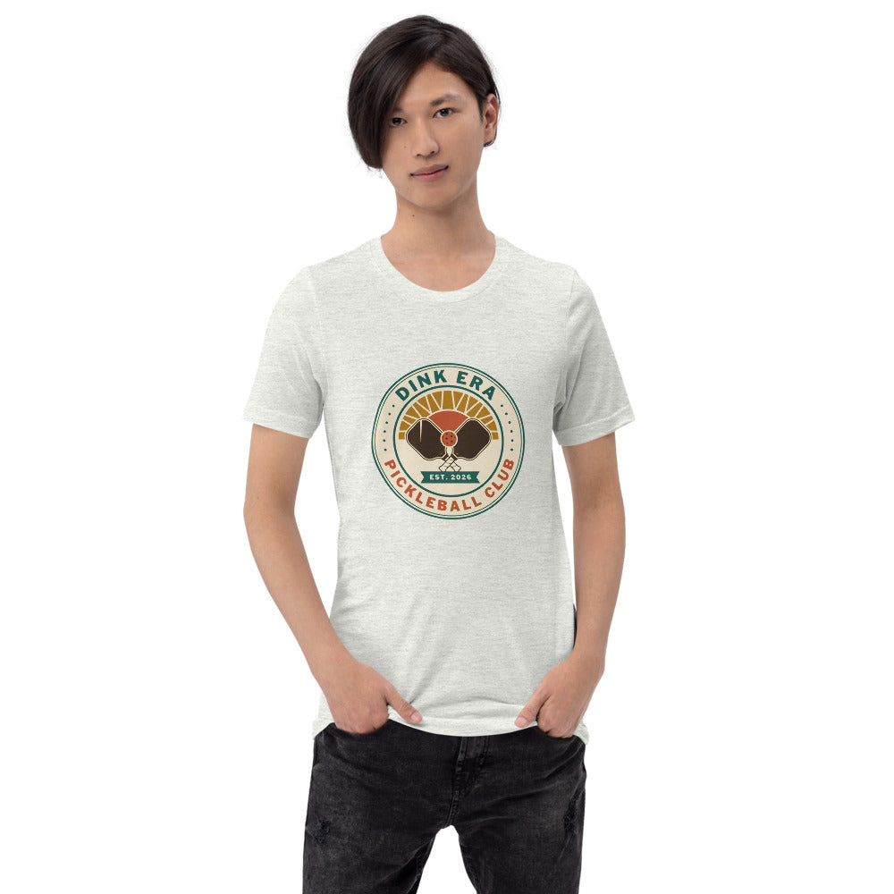 Dink Era Pickleball Club tee — Ash, on model