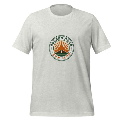 Golden Hour Run Club retro running tee — Ash, front