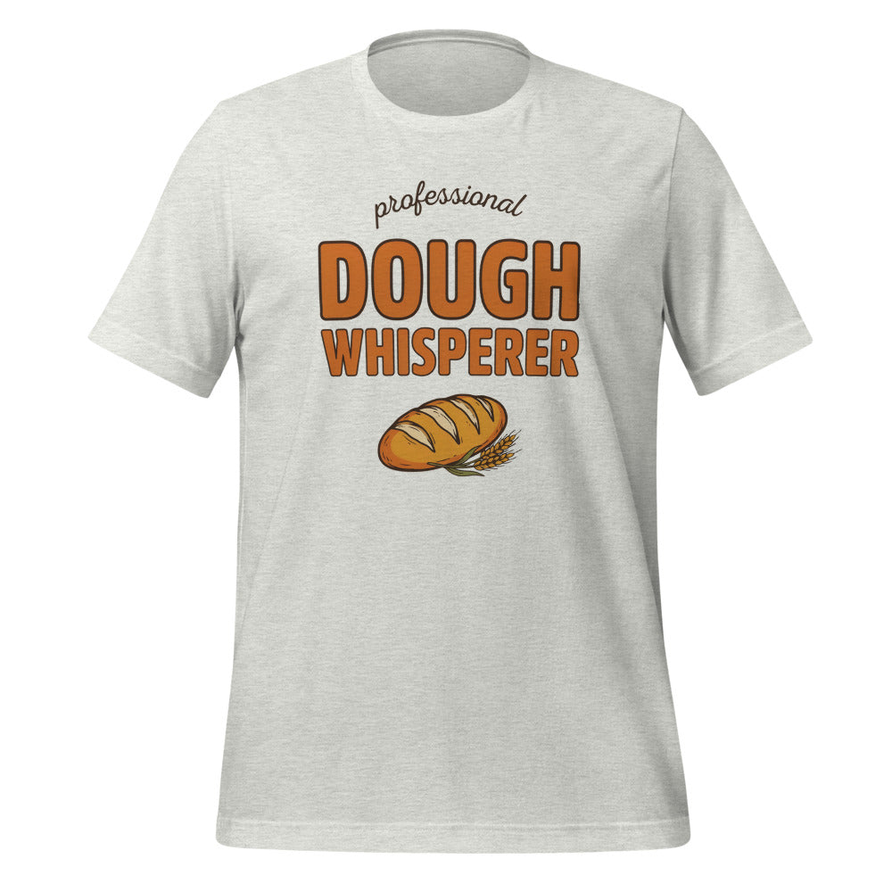 Professional Dough Whisperer funny baker tee — Ash, front