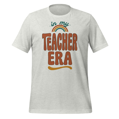 In My Teacher Era retro groovy teacher tee — Ash, front