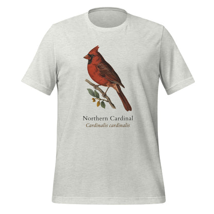 Northern Cardinal vintage field-guide tee — Ash, front
