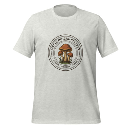 Mushroom Foraging Mycological Society vintage botanical tee — Ash, front