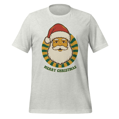 Groovy Santa retro Christmas tee — Ash, front