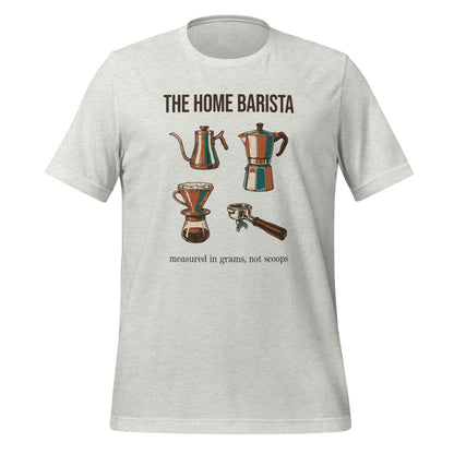 The Home Barista specialty coffee tee — Ash, front