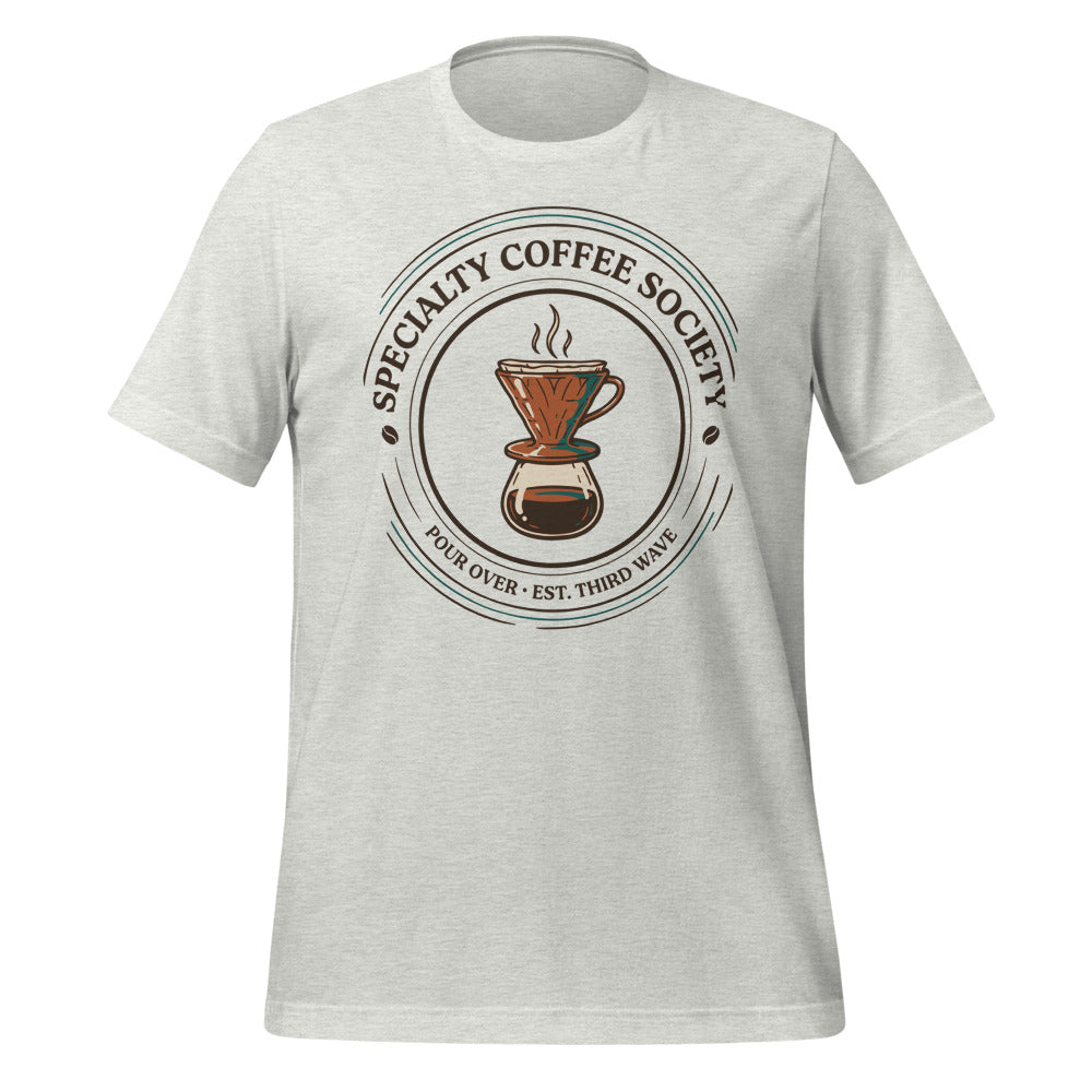 Specialty Coffee Society specialty coffee tee — Ash, front