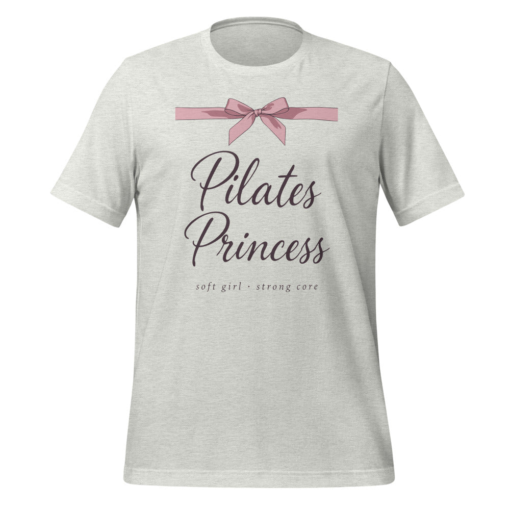 Pilates Princess coquette bow tee — Ash, front